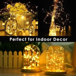 LED Fairy Lights Battery Operated Twinkle String Lights, Copper Wire Dimmable Firefly Lights with Remote Control Timer 8 Modes