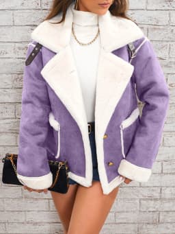 Women's Elegant Winter Fur Coat with Fluff Lapel Thick Korean Fashion Casual Loose Artificial Fleece Warm Jacket