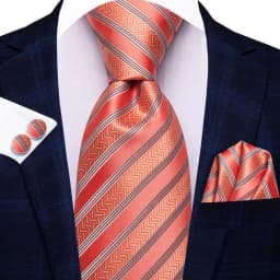 Hi-Tie Navy Blue Striped Silk Wedding Tie For Men Fashion Design Gift Men Necktie Hanky Cufflink Set Business Party Dropshiping
