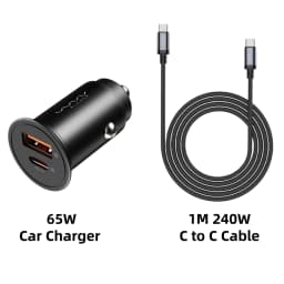 Vyvylabs 65W Car Charger Zinc Alloy Mini USB-A Type-C Fast Charging Adapter DC12V-24V Car Max 65W for iPhone 17 Samsung Huawei