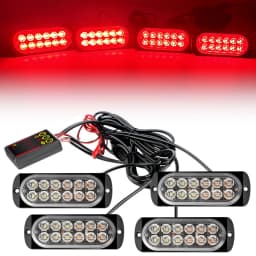 4 in 1 LED Warning Strobe Light 12V 24V Amber Car Grille Emergency Flash Signal Lamps Auto Stroboscope for Truck Offroad SUV