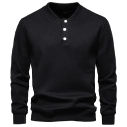 AIOPESON Men's High Quality Sweatshirt Solid Color Button Down Placket Winter Warm Fleece Lined Casual Pullover Mens Sweatshirts