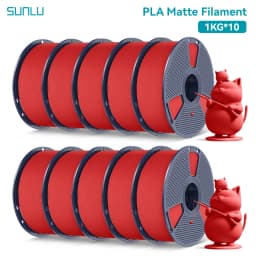 SUNLU 10Roll PLA Matte Filament 1.75mm 1kg Spool (2.2lbs) Smooth Matte Finish Neatly Wound Filament Fit Most FDM Printer