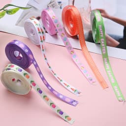 5yards/roll 1cm Wide Easter Themed Polyester Ribbon Carrot and Egg Pattern For Party Decoration Gift Wrapping Bows Making