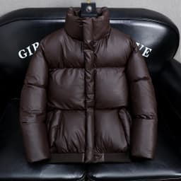 2025 Winter Men's Thickened down Cotton Jacket PU Leather Cold Resistance Warm Fashionable City Style Long Sleeve Regular Fit