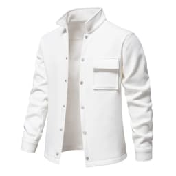 Autumn Winter Fleece Waffle Lapel Zip-Up Jacket Men's Pocket Casual Outerwear
