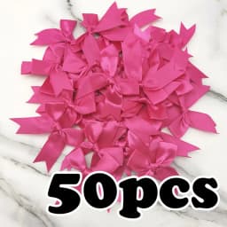 (50pcs) 1 inch Fresh Pink Ribbon Bows Polyester Satin Bow Flower DIY Craft Decoration