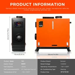 Sunster TR3 8KW All-in-One Diesel Parking Heater,12V/24V,Aluminum Alloy Upgrade,LCD Remote,0.11-0.38L/H Low Fuel,5L Tank 20H,Safety Protect,Complete Accessories for RV Camper Van Truck Caravan