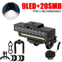 USB Rechargeable Bike LED Front Light With Cycling Bike Horn Waterproof Bicycle Bell Front Light Easy To Instal Night Riding