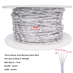12V 4pin WS2815 Seed Pixel Light 4 Wires with Backup Data Wire Individually Addressable RGB Dreamcolor Christmas Fairy Lights