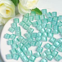Mosaic Tiles for Crafts Blue Shine Assorted Color 50pcs Glass Glitter Mosaic Supplies Pieces Bulk Square Shape Home Decoration