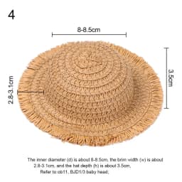 5 Sizes Tassel Hat for 1/81/61/41/3 Doll Doll House Ornament Straw Hat Doll Hat Accessories Hand Weaved Hats