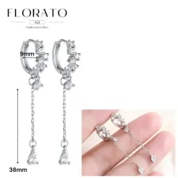 FLORATO 925 Sterling Silver Earrings Chain Tassel Pendant Earrings Zircon Silver Earrings for Women Trend Luxury Wedding Jewelry