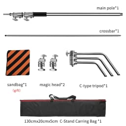260cm Stainless Photography Tripod C-stand Light Stand 100% Metal 8.53ft With Boom Arm Professional For Photo Studio Softbox