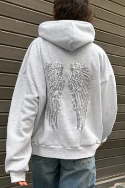 Fashionable Casual Sweatshirt Autumn Winter Solid Color Versatile Loose Wing Sequin Coat Long-sleeved Pullover Woman Clothes