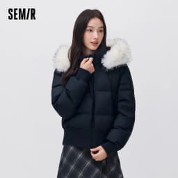Semir Women Down Jacket Plush Collar Water Repellent Windproof 80 Percent Down Fill Streamlined Fit 2026 New Winter Daily Wear