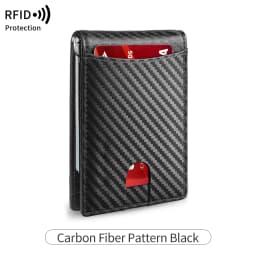 Men Slim Double Fold Wallet RFID Protection Credit Card Holder Portable Leather Card Case Minimalist Men's Money Clip