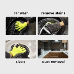 5-Finger Chenille Car Wash Mitt Super Absorbent Scratch-Free Sandwich Weave Glove for Auto Detailing And Household Cleaning