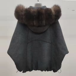 Lagabogy Luxury Real Fur Duck Down Clothes Overszie Women Wool Blend Puffer Jacket With Real Fox Fur Collar New Winter Warm Coat