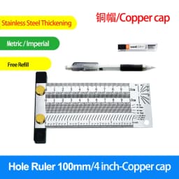 Multifunction Copper Cap Scale Ruler T-type Hole Ruler High-precision Carpenter Scribing Mark Line DIY Carpenter Measuring Tool