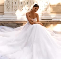 Boho Strapless Long Tulle Sleeves A Line Wedding Dresses Sweep Train Bridal Gowns Princess Marriage Appliques vestidos de novia