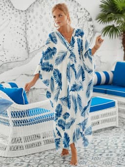 Plus Size Kaftan Dresses for Women Wave Neck Swimsuit Cover Up Caftan Dress Plus Size Oversized Long Beach Dress