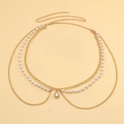 Fashionable, Versatile, Simple, Multi-layer Metal Body Chain, Personalized Emerald Diamond-set Waist Chain