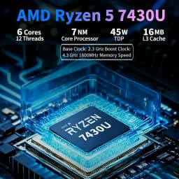 SZBOX X74 AMD Ryzen 5 7430U MINI PC Windows 11 Pro 2*DDR4 2*M.2 2280 SSD Lan WIIF6 BT5.3 Type-C Desktop MINI PC Gamer Computer