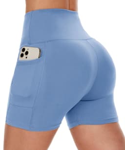 Womens Butt Lifting Yoga Shorts With Pockets High Waist Tummy Control Cycling Tight Elastic Slim Running Fitness Casual Shorts
