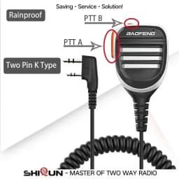 Baofeng UV-13Pro Waterproof Microphone Shoulder Speaker UV-9R PRO 2 Pins for Walkie UV-5R/UV-82/UV-16/TH UV8000D Two Way Radio