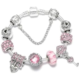 2024 Trendy Silver Cokor Love Key Charm Bracelet With Murano Glass Beads Bracelets For Women Wife Jewelry Pulseras Dropshipping