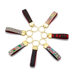 CH Monogram Print Leather Keychain Two Tone Red Edge Car Key Holder Unisex Fashion Bag Charm Luxury Accessory Pendant Keyring