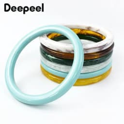 2/4Pcs 9cm Amber Plastic Bag Handle Acrylic O Ring Purse Frame Women Handbag Woven-bag Replace Handles DIY Bags Accessories