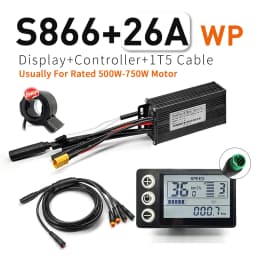 Ebike Sine WaveDisplay Controller 17A26A30A Three-Mode 24V/36V/48V with Learning Function S866 LCDColor Display 350W-1000W Motor