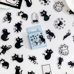 45 Pcs Kawaii Black Cat Series Self-Adhesive Stickers Cute Cat Laptop Decorations for Planners Scrapbooking