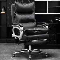 Luxury Leather Manager Chair Ergonomic High Back Executive Chair With Lumbar Massage 135° Footrest Recliner Office Chair