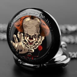 Creative Clown Design Glass Dome Quartz Pocket Watch Watch Children Student Birthday Gift Souvenir Men Women Necklace Pendant