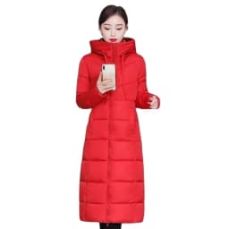 Winter 2023 New Down Cotton-Padded Jacket Long Loose Fashion Coat Thickened Outerwear Warm Zipper Hooded Solid Color Overcoat