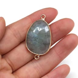 Natural Stone Drop-shaped Pendants Amethyst Double Hole Connector for Jewelry Making DIY Necklace Bracelets Accessories