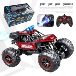 2.4g Remote Control Off-Road Alloy Car with Shock Absorbers, Climbing Fast Car with Music, Lights, and Spray, Children's Electric Rc Toy, Boys' Holiday Gift