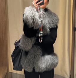 YOLOAgain Real Mongolia Sheep Fur Collar Real Leather Jacket Coat Women