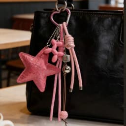 Multicolor Luxury Flat Keychain Bag pu Leather Five-Pointed Star Keychain Mother's Day Valentine's Day High-End Gift