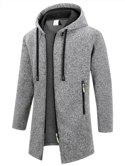 Men's Retro Zipper Jacket Mid Length Windbreaker Spring Autumn Winter Fleece Warm Jackets Fashion Casual Patchwork Yarn Coat