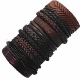 Black Handmade 10 Pcs/set Design Men Bracelets Male Women Leather Bracelets Men Bangle Wholesale Jewelry