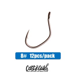 Cast&Catch Single Hook 12pcs High Carbon Steel Multiple Sizes Soft Bait Panfish Finesse Fishing Gear