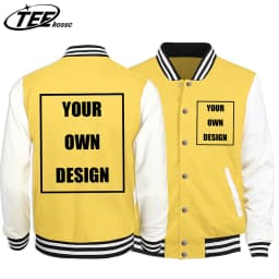 Customized pattern logo DIY Men Colour Jackets Harajuku Baseball Jersey Fleece Loose Clothing Unisex Autumn Warm Vintage Coat