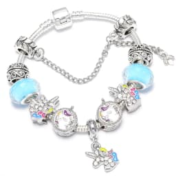 2024 Trendy Silver Cokor Love Key Charm Bracelet With Murano Glass Beads Bracelets For Women Wife Jewelry Pulseras Dropshipping