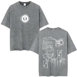 Vintage Washed Anime Death Note Misa Amane Print T Shirts Men Women Clothing Cotton Casual T-shirt Fashion Short Sleeve T-shirts