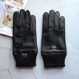 Men's Deer Skin Gloves Touch Screen Leather Thickened Winter Warm Ribbed Sleeves Aviation Motorcycle Riding Gloves