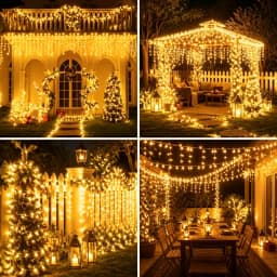 Solar Curtain Icicle Light 3.5M Eaves Decor Outdoor Fairy String Lights Wedding Party